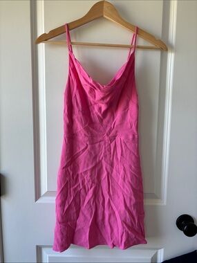 Aritzia Sun-deh Hot Pink Cowl Neck Slip Dress